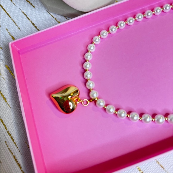 House of Harlow 1960 Pearl Necklace w/ Removable Gold Heart Charm NWT - Picture 7 of 8